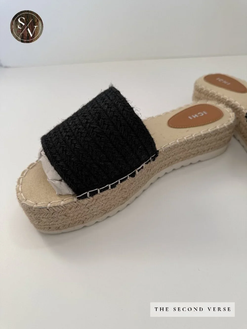 NWT ICHI Platform Slide On Comfy Sandals Natural Black Size 41 (10) - Picture 3 of 10